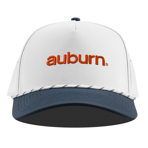 Auburn University "auburn." Curved 5 Panel Rope White/Orion