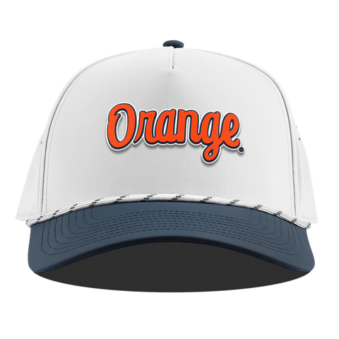Syracuse University "Orange Throwback Script" Curved 5 Panel Rope White/Orion