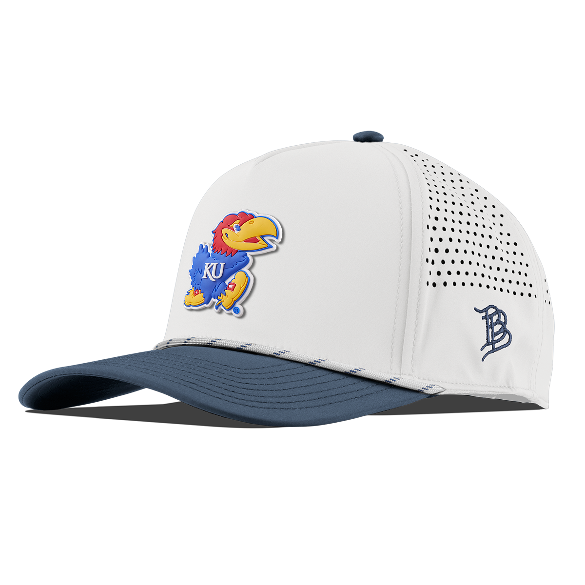 University of Kansas "Rock Chalk Jayhawk" Curved 5 Panel Rope White/Orion