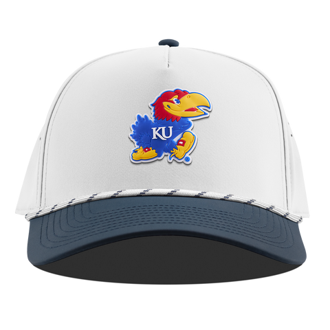 University of Kansas "Rock Chalk Jayhawk" Curved 5 Panel Rope White/Orion