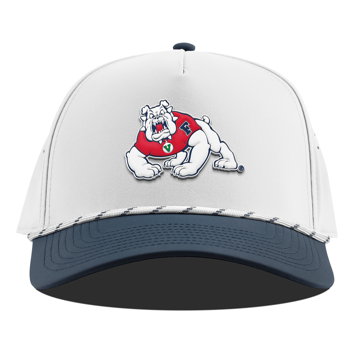 Fresno State University "TimeOut The Bulldog" Curved 5 Panel Rope White/Orion