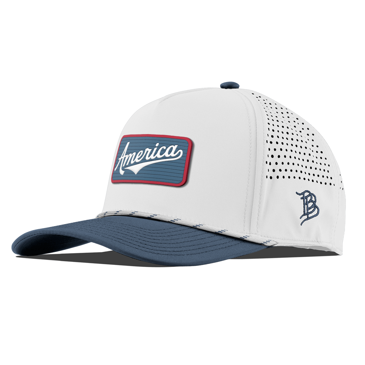 USA America Badge Curved 5 Panel Rope White/Orion