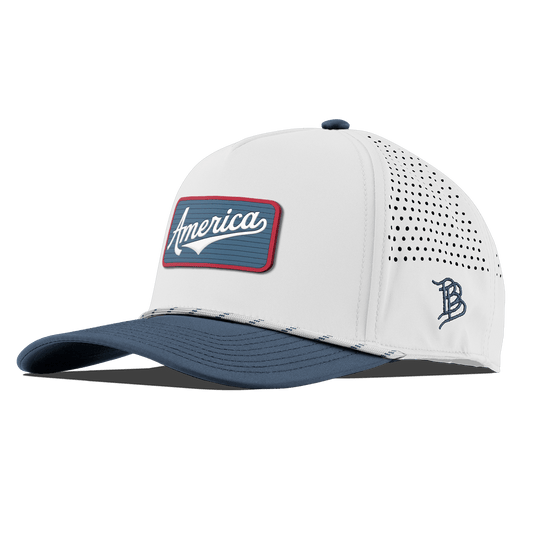 USA America Badge Curved 5 Panel Rope White/Orion