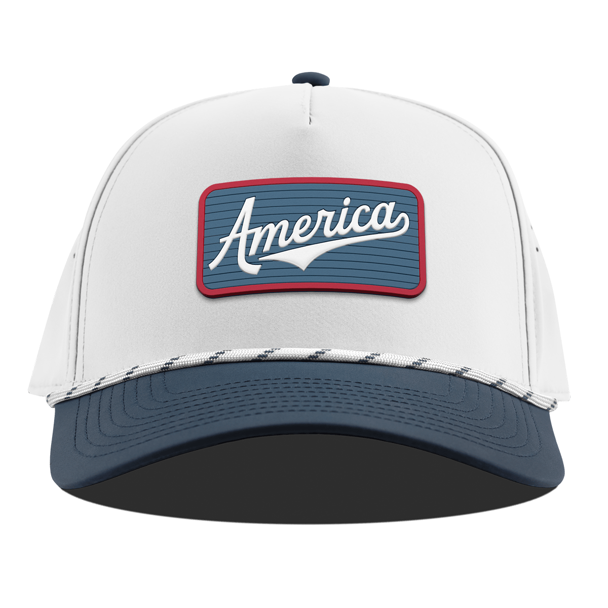 USA America Badge Curved 5 Panel Rope White/Orion