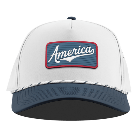 USA America Badge Curved 5 Panel Rope White/Orion