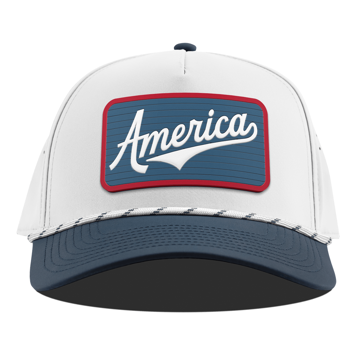 XL USA America Badge Curved 5 Panel Rope White/Orion