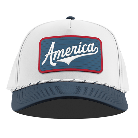 XL USA America Badge Curved 5 Panel Rope White/Orion