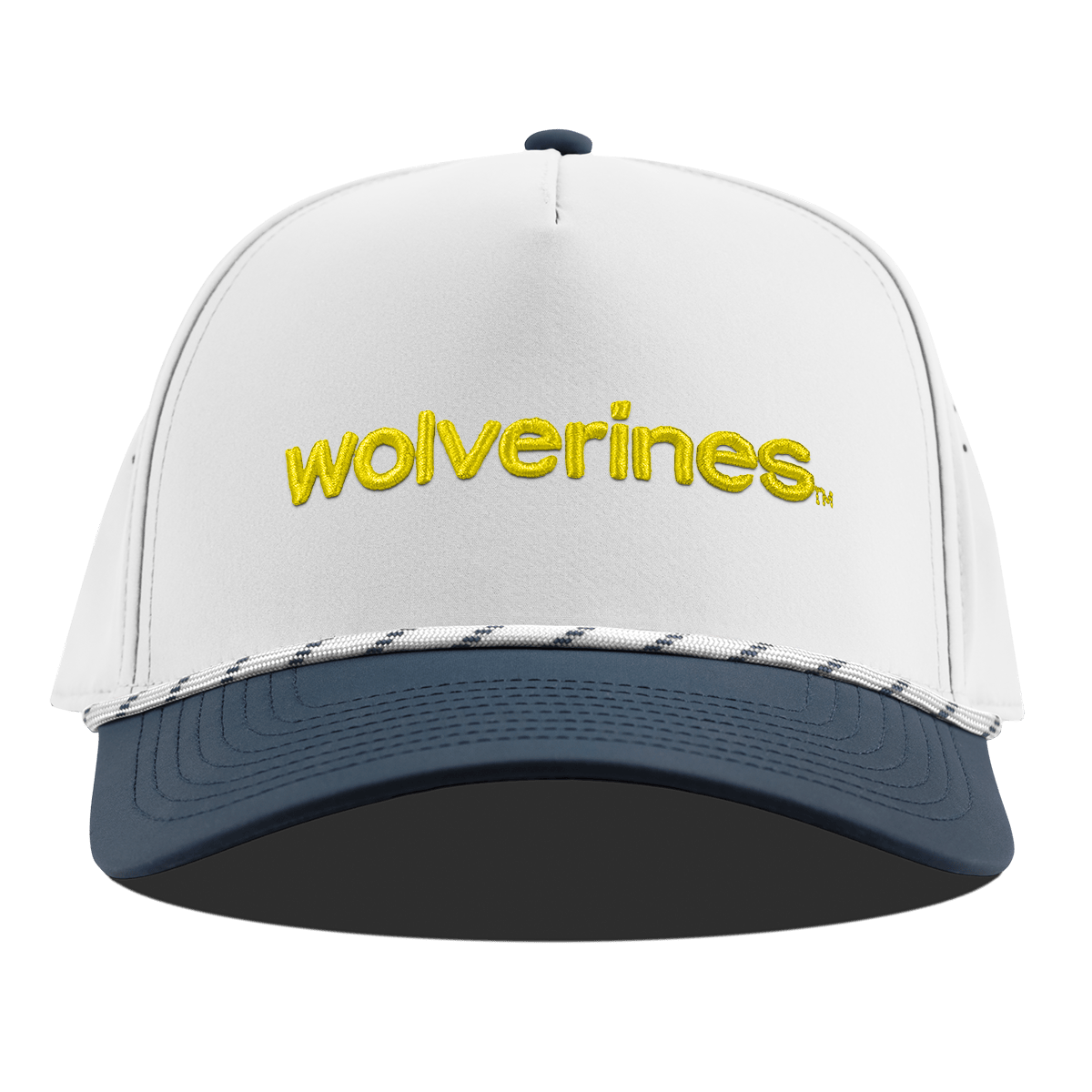 University of Michigan "wolverines." Curved 5 Panel Rope White/Orion
