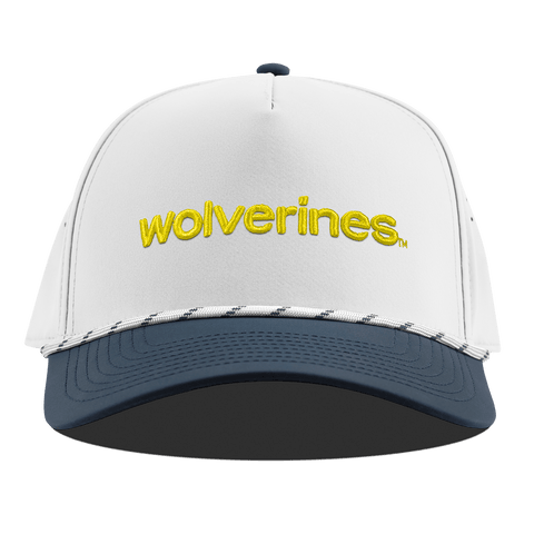 University of Michigan "wolverines." Curved 5 Panel Rope White/Orion