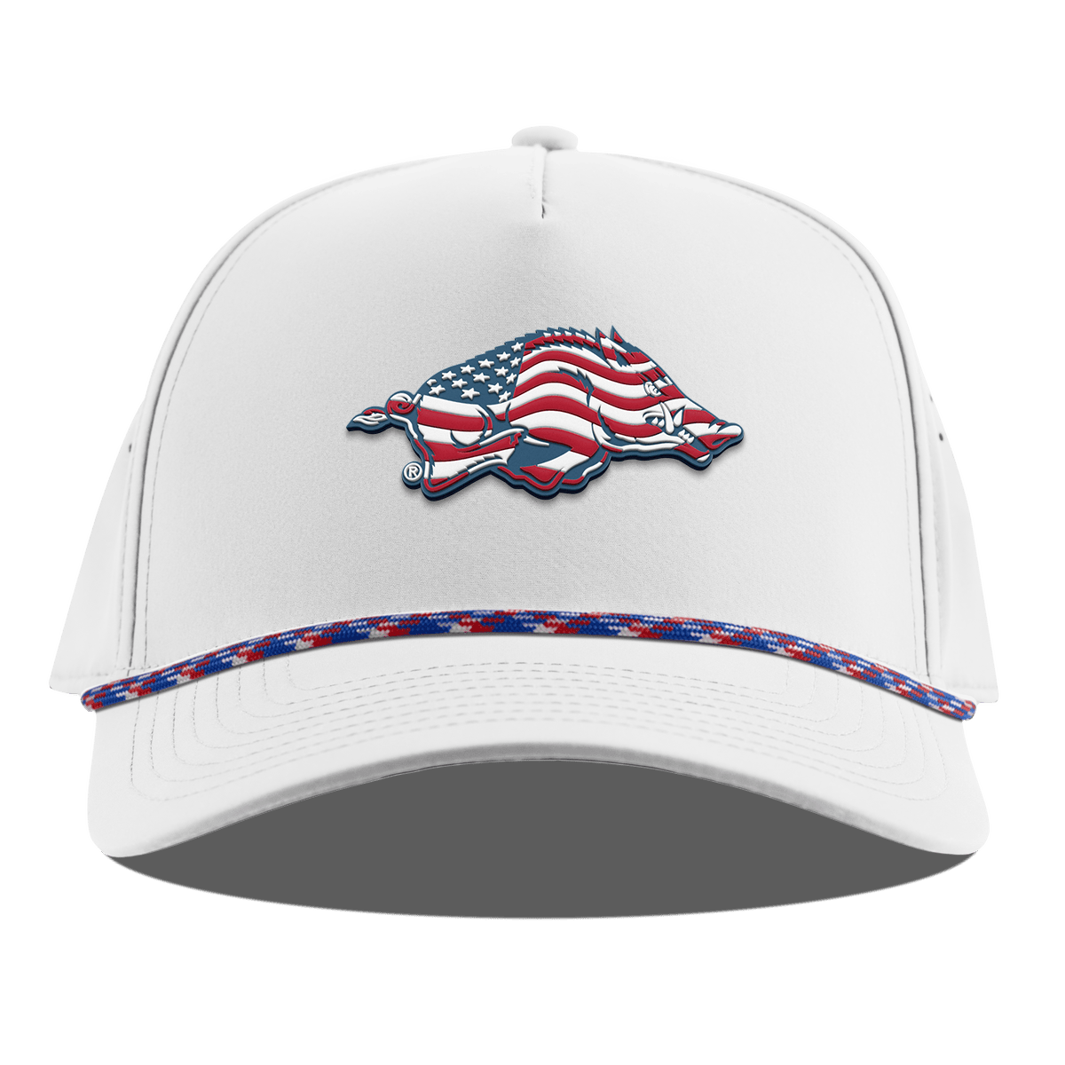 University of Arkansas "Arkansas Stars & Stripes" Curved 5 Panel Rope White RWB