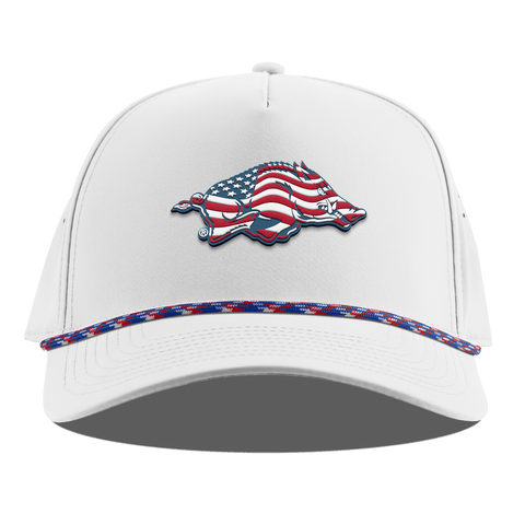 University of Arkansas "Arkansas Stars & Stripes" Curved 5 Panel Rope White RWB