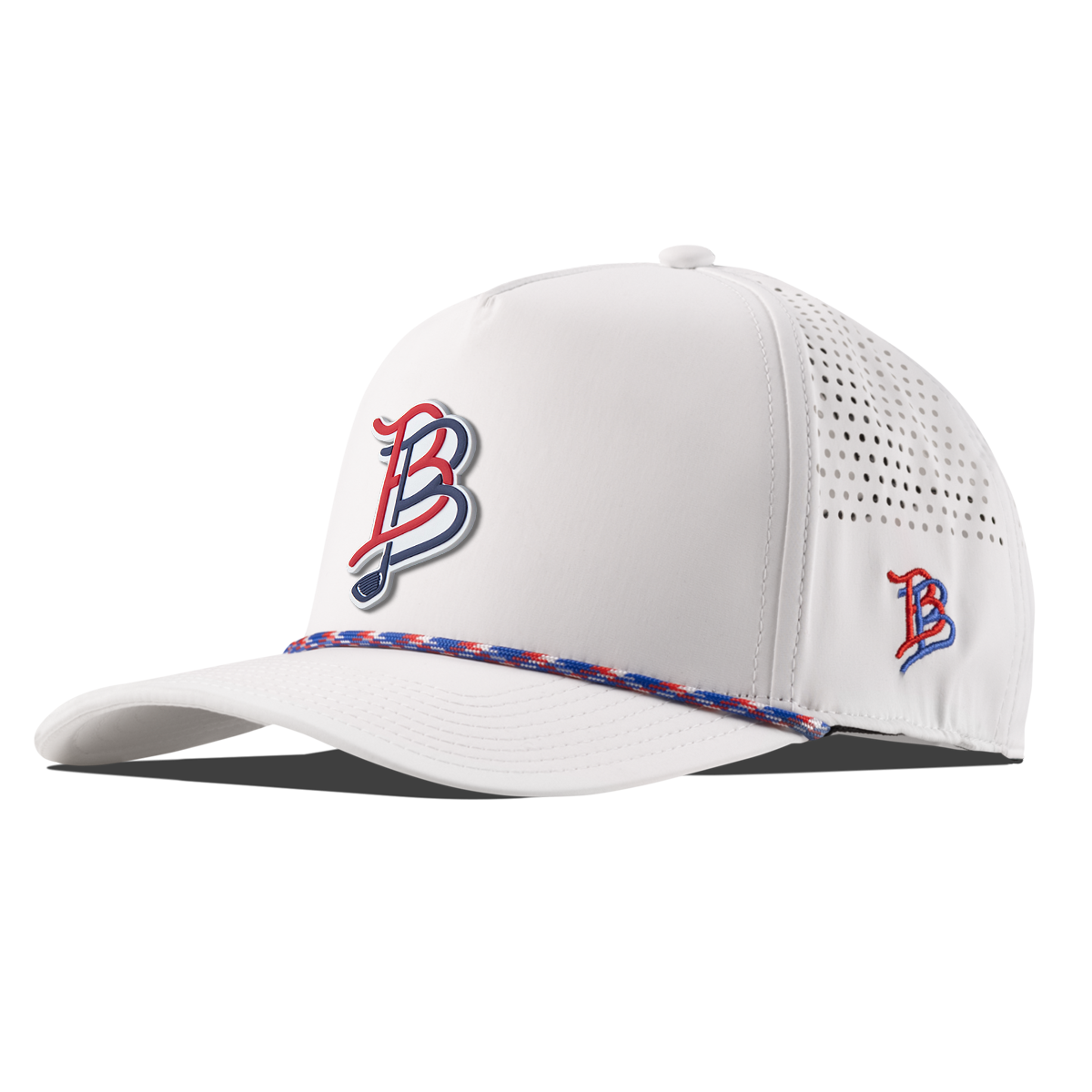 BB Golf USA Curved 5 Panel Rope White RWB