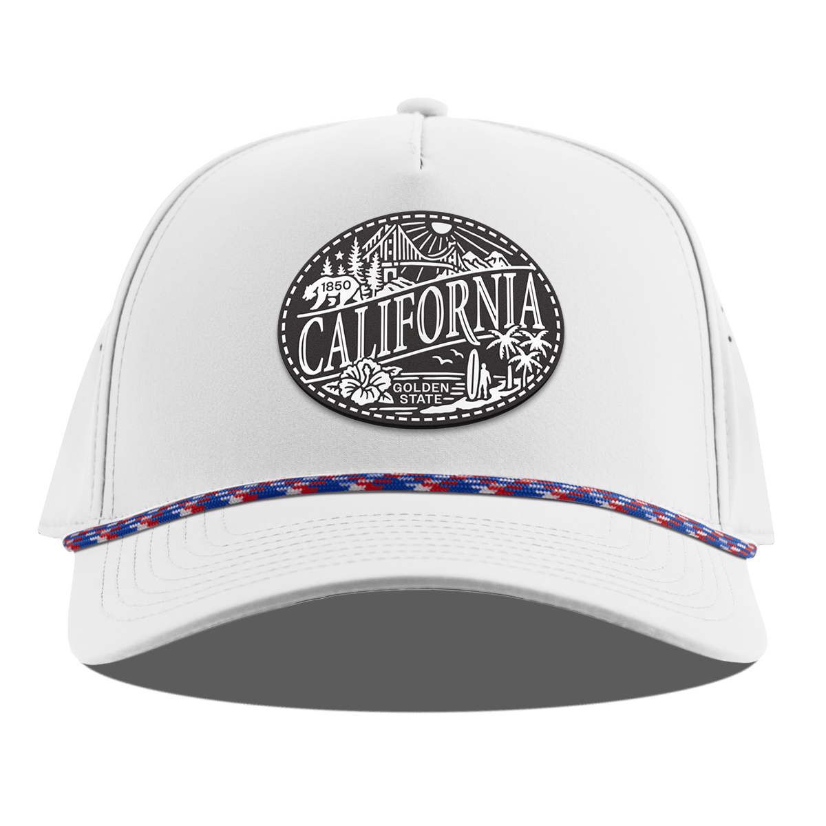 California Traveler Curved 5 Panel Rope White RWB