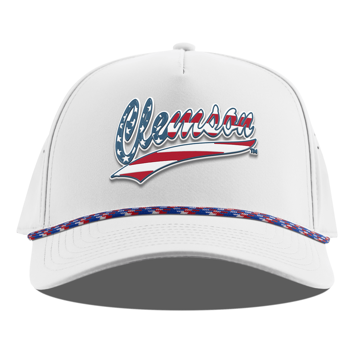 Clemson University "Clemson Stars & Stripes" Curved 5 Panel Rope White RWB