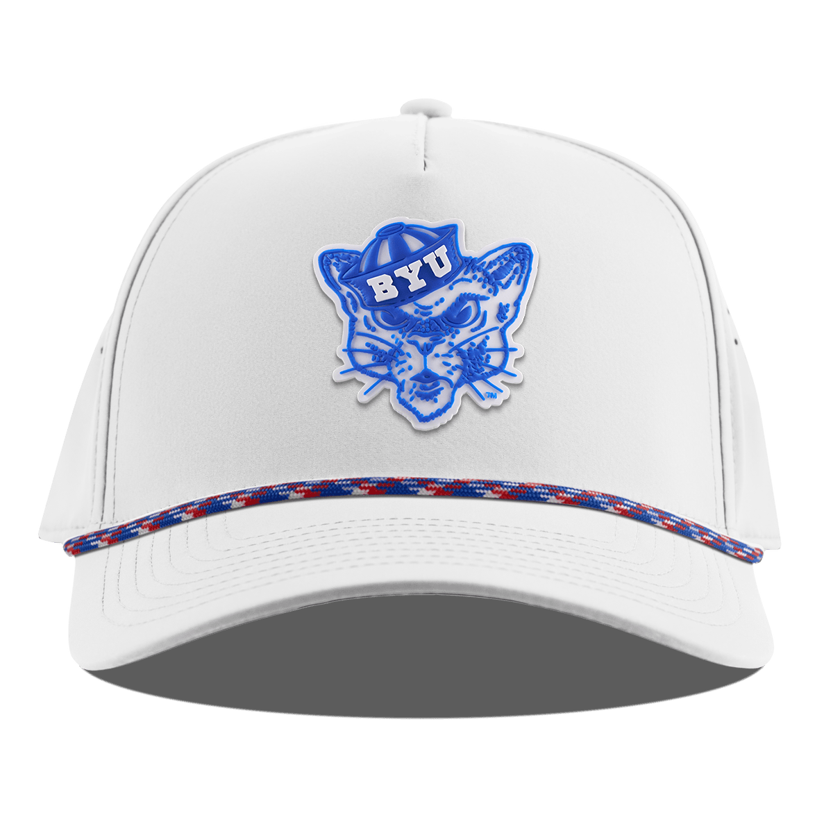 BYU "Cosmo The Cougar" Curved 5 Panel Rope White RWB