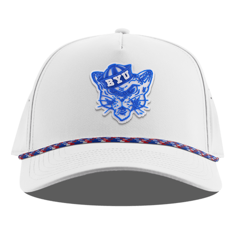 BYU "Cosmo The Cougar" Curved 5 Panel Rope White RWB