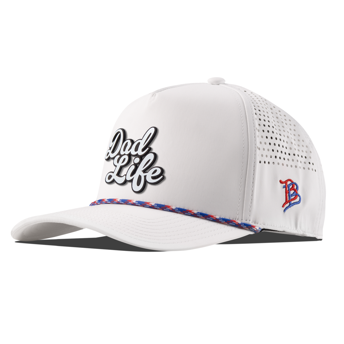 Dad Life Script Curved 5 Panel Rope RWB/White