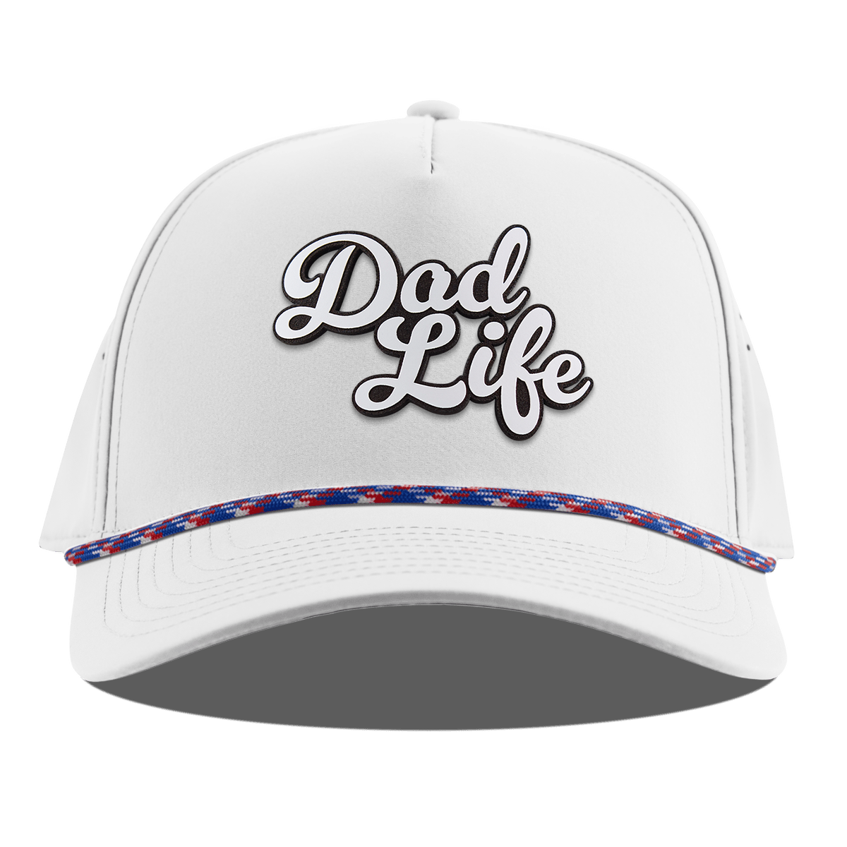 Dad Life Script Curved 5 Panel Rope White RWB