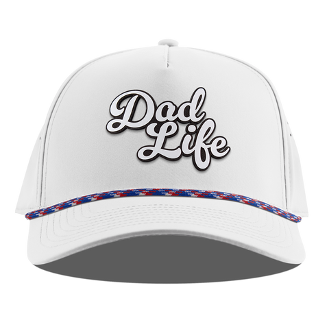 Dad Life Script Curved 5 Panel Rope White RWB