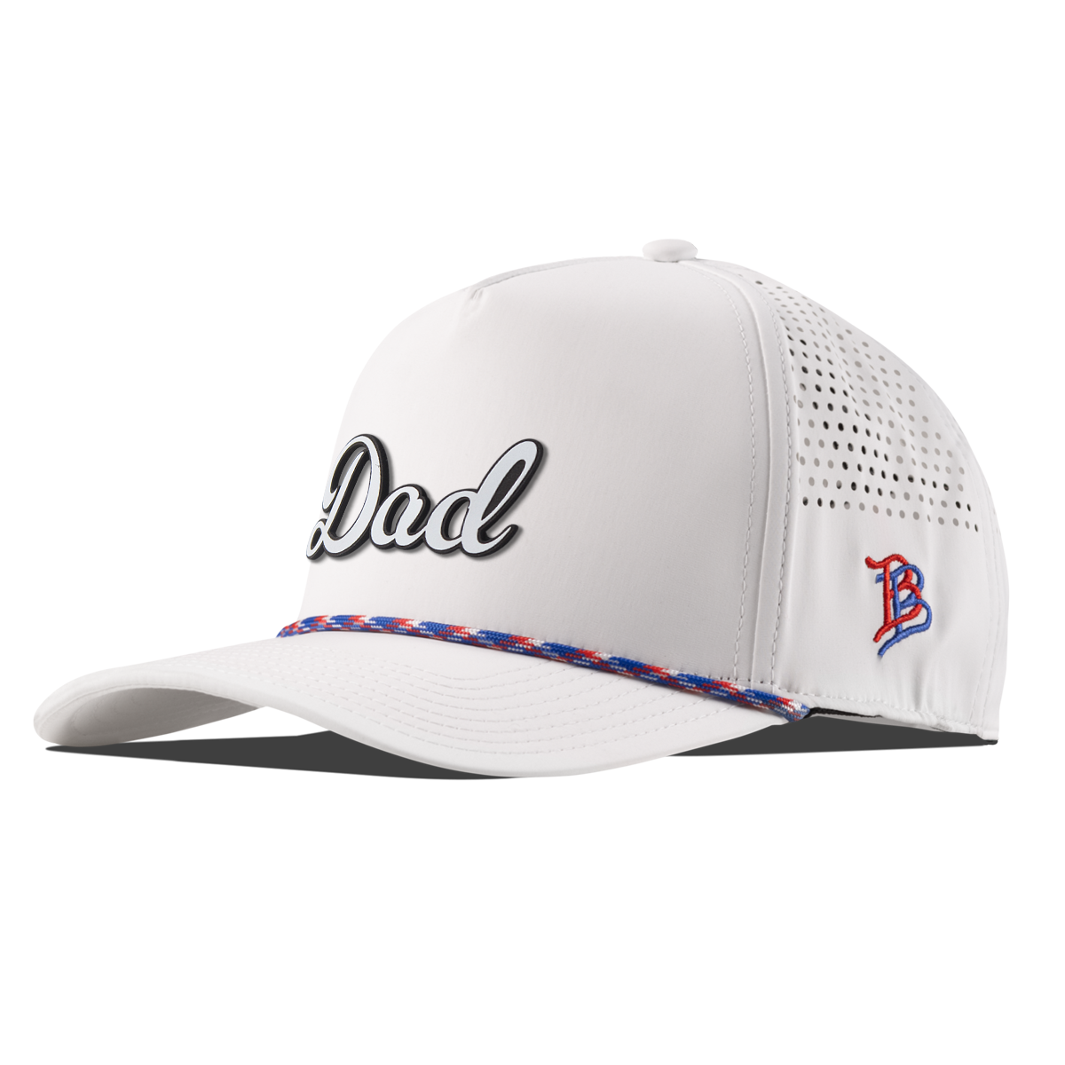 Dad Script Curved 5 Panel Rope RWB/White