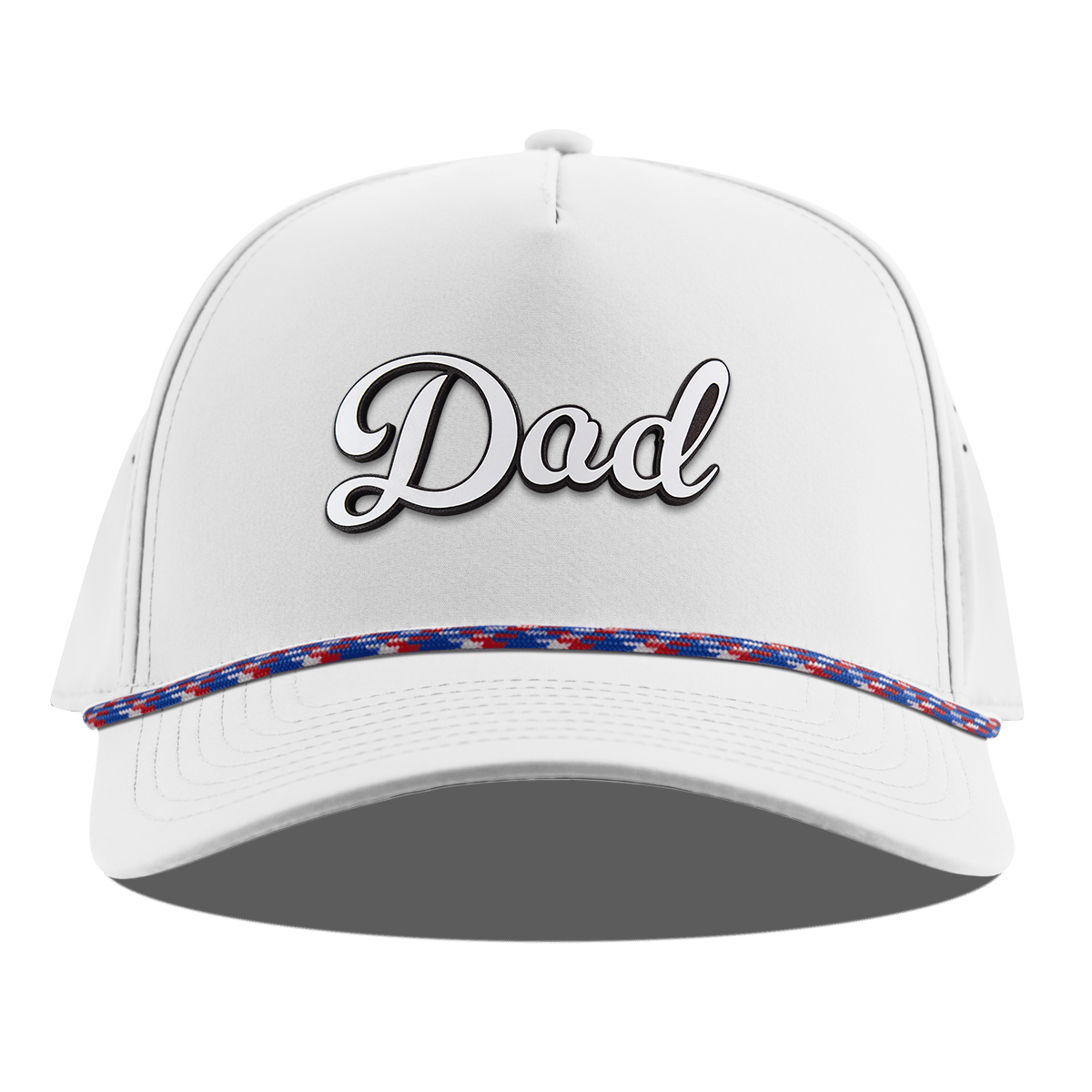 Dad Script Curved 5 Panel Rope White RWB