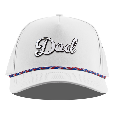 Dad Script Curved 5 Panel Rope White RWB