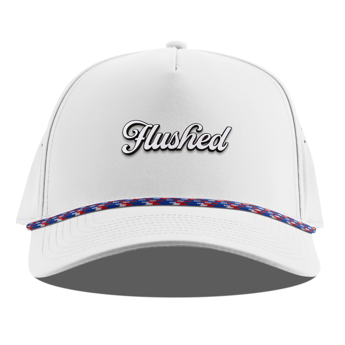 Flushed Script Curved 5 Panel Rope White RWB