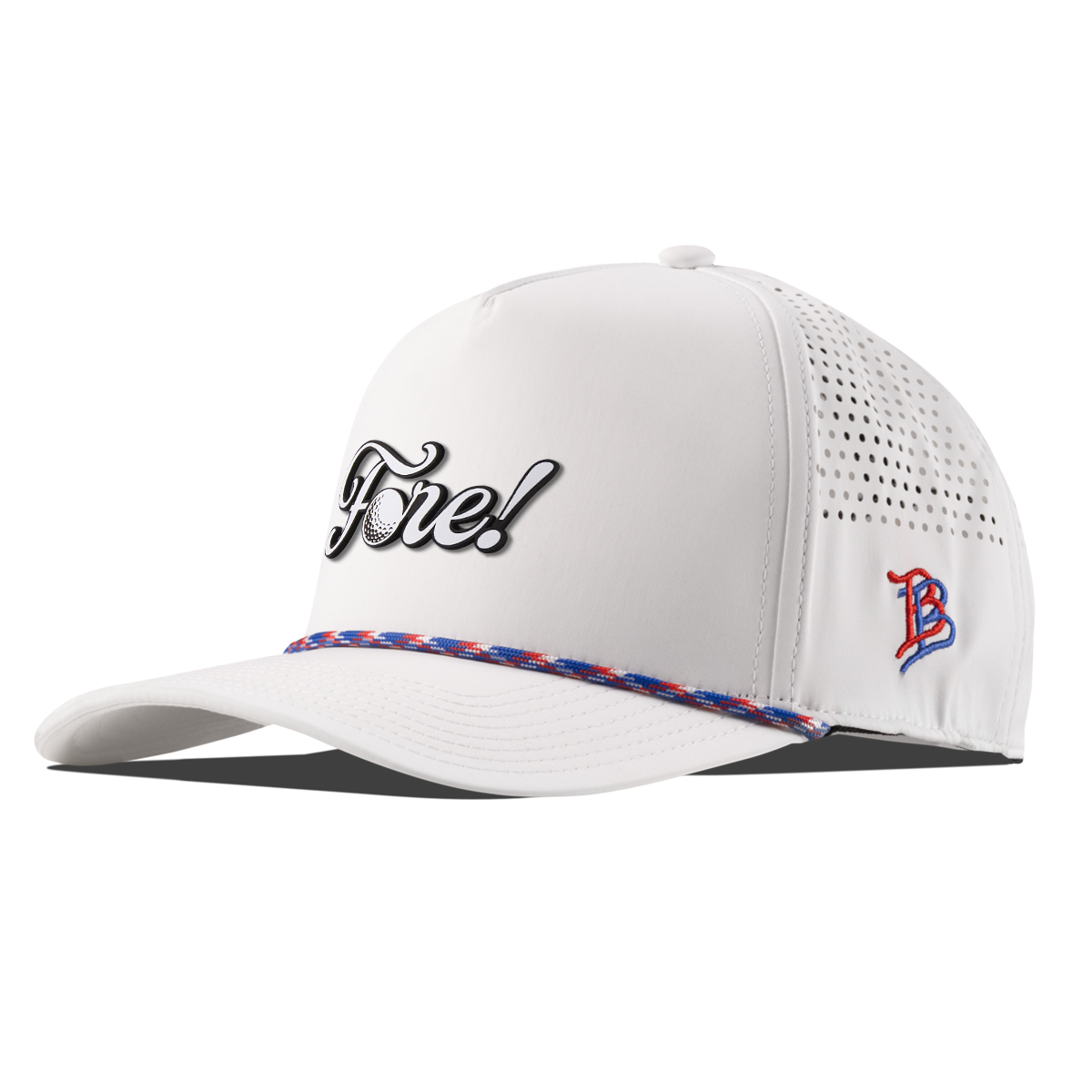 Fore! Curved 5 Panel Rope White/RWB