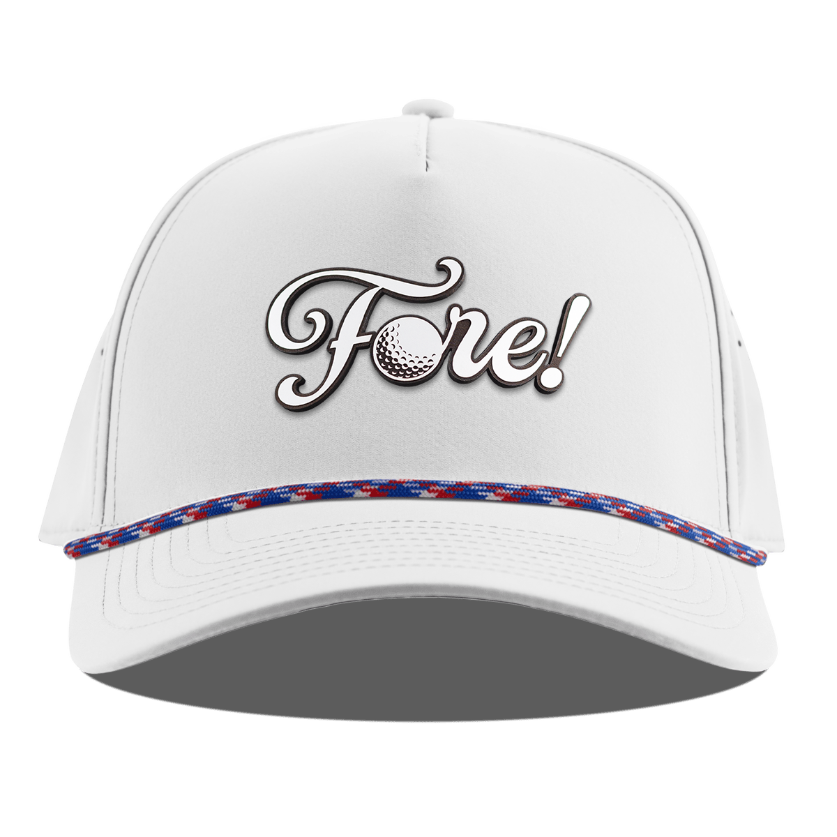Fore! Script Curved 5 Panel Rope White RWB