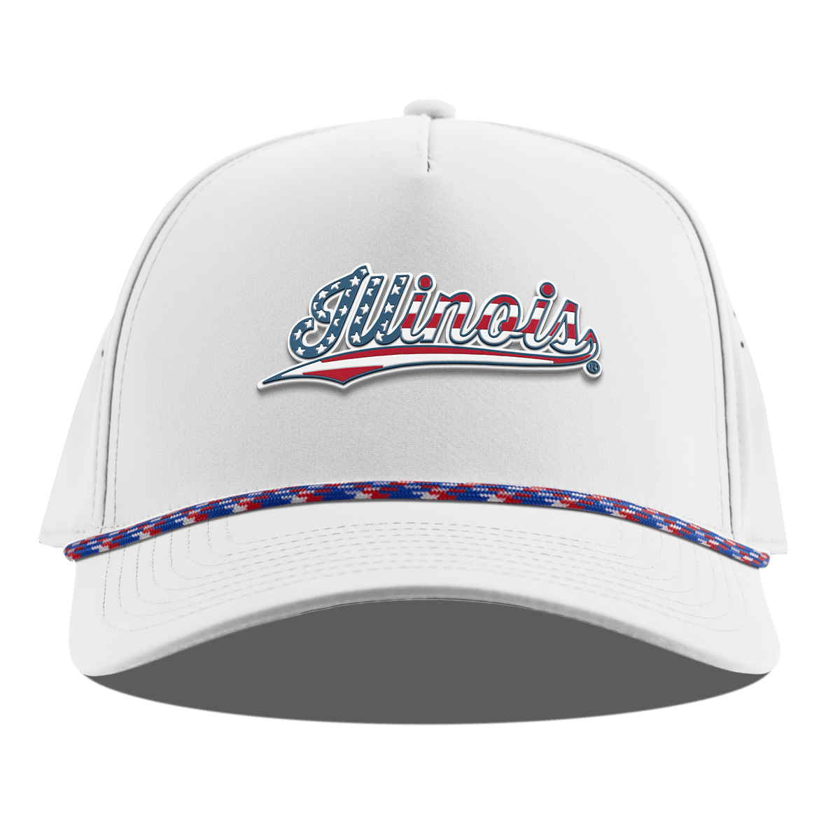University of Illinois "Illinois Stars & Stripes" Curved 5 Panel Rope White RWB