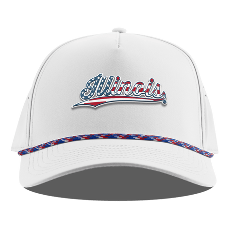 University of Illinois "Illinois Stars & Stripes" Curved 5 Panel Rope White RWB