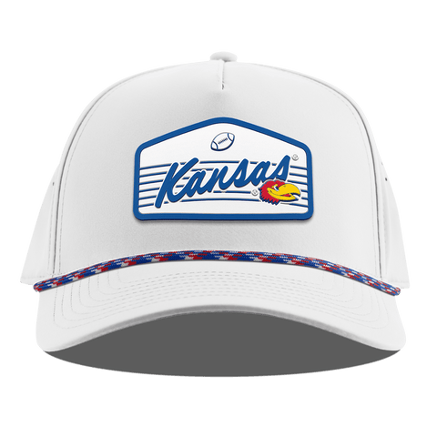 University of Kansas "Jayhawks Football" Curved 5 Panel Rope White RWB