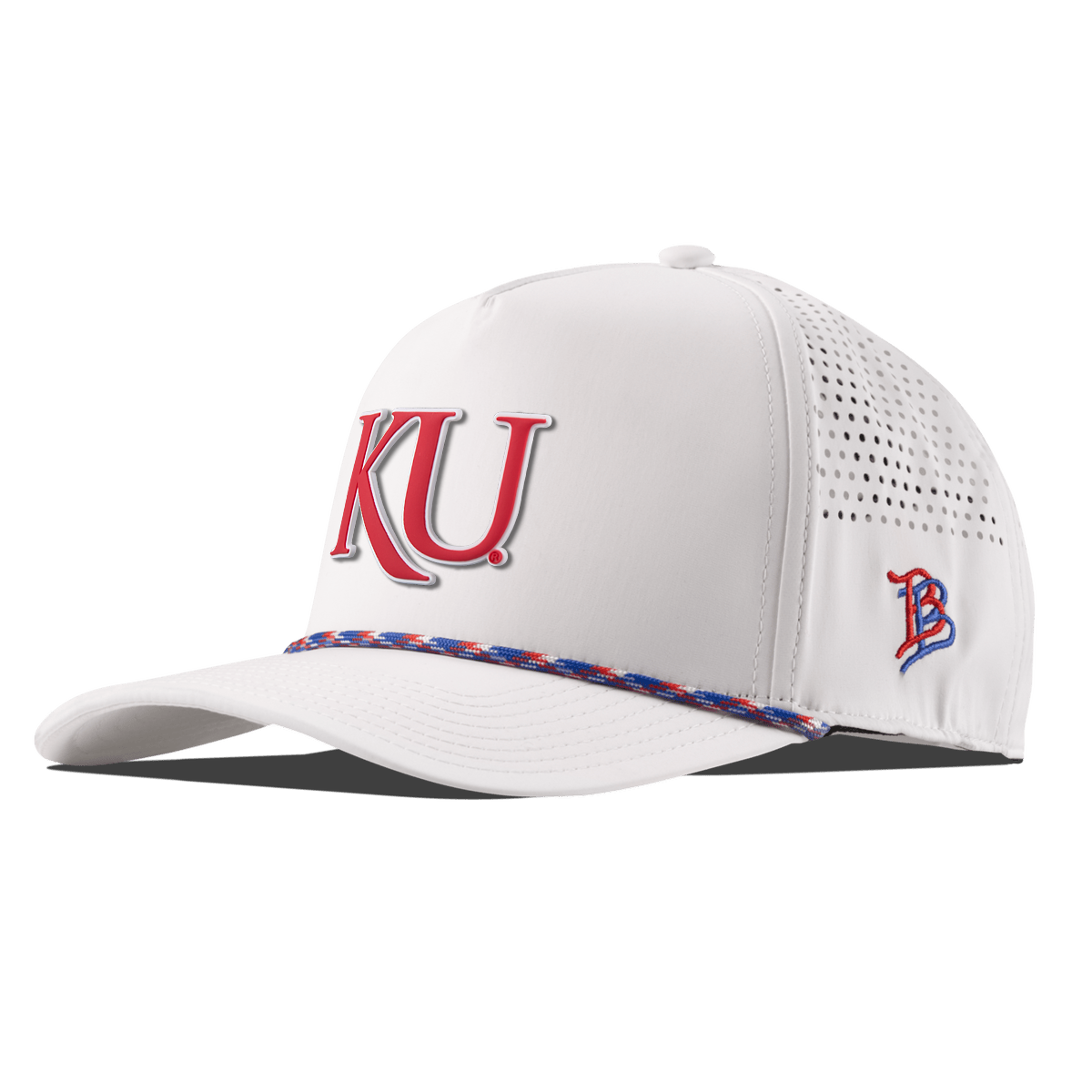 University of Kansas "KU Block" Curved 5 Panel Rope White RWB