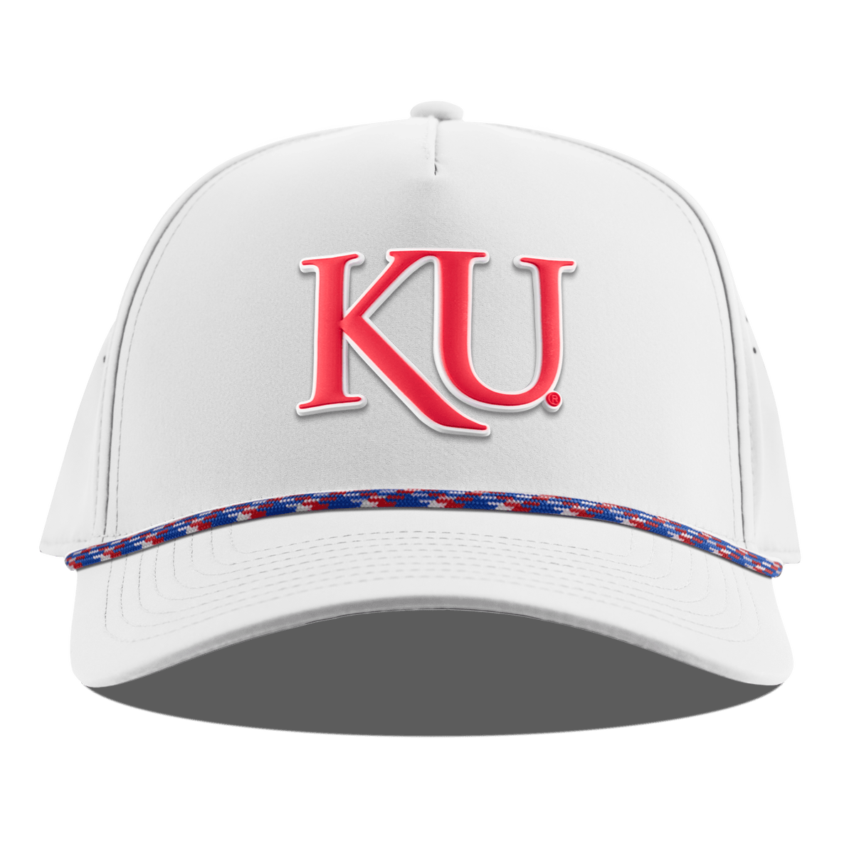 University of Kansas "KU Block" Curved 5 Panel Rope White RWB