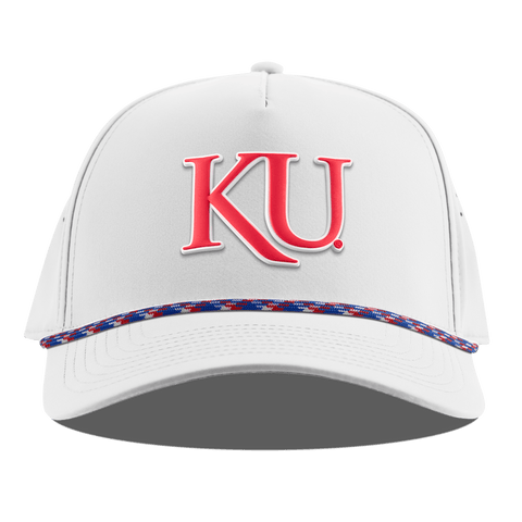 University of Kansas "KU Block" Curved 5 Panel Rope White RWB