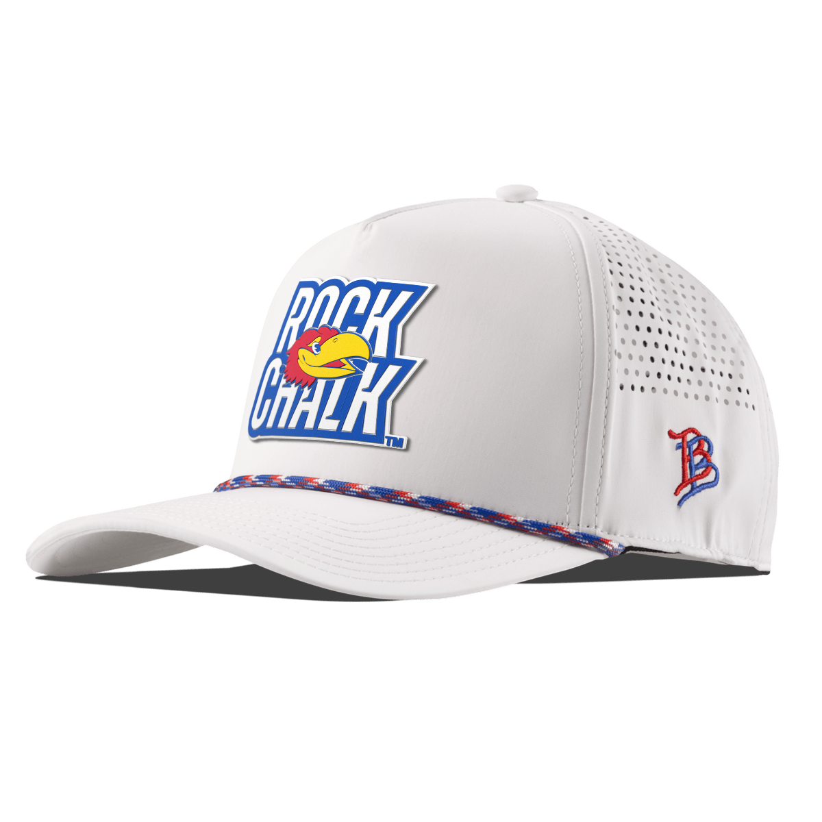 University of Kansas "Kansas Rock Chalk Block" Curved 5 Panel Rope White RWB