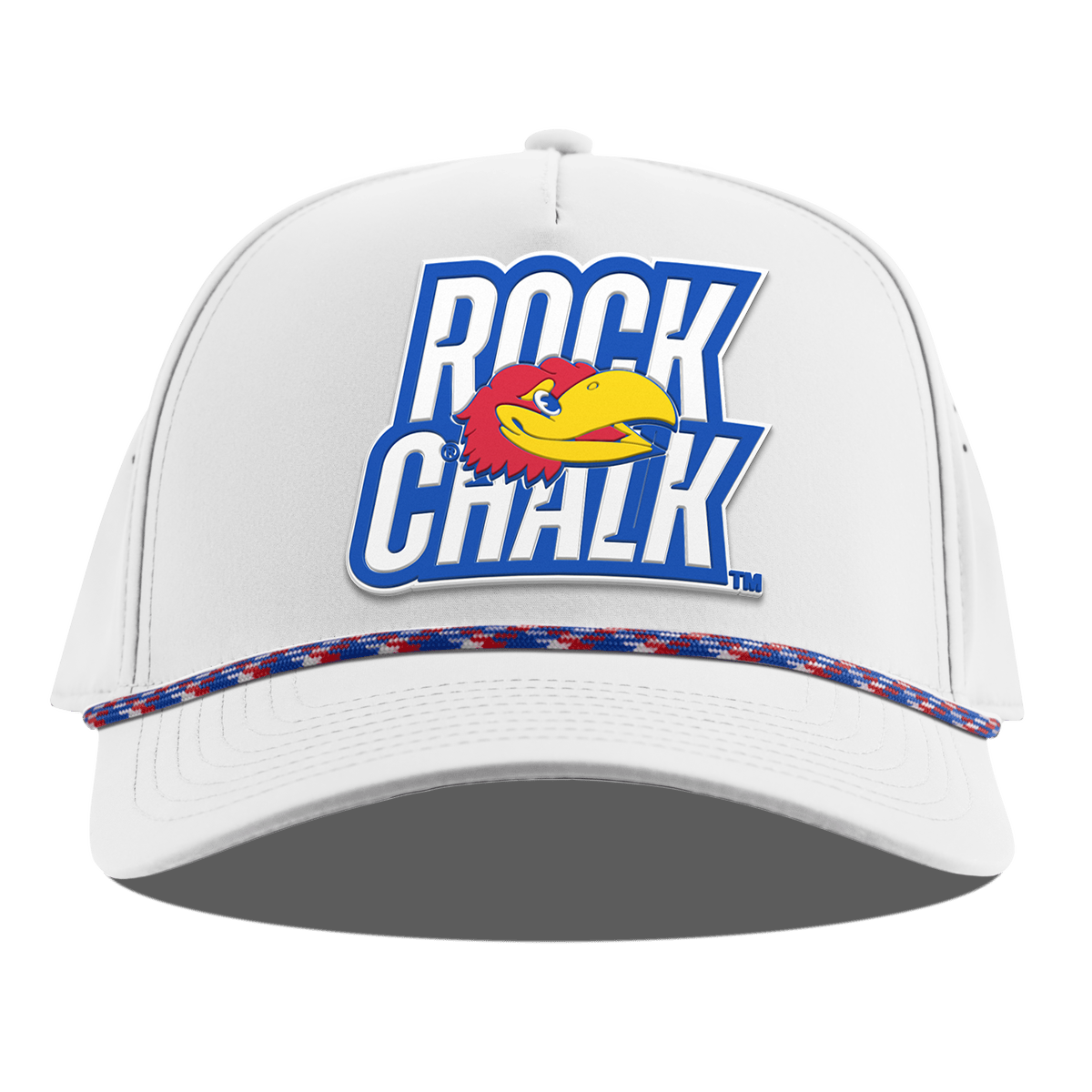 University of Kansas "Kansas Rock Chalk Block" Curved 5 Panel Rope White RWB