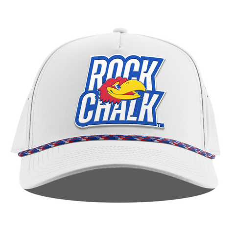 University of Kansas "Kansas Rock Chalk Block" Curved 5 Panel Rope White RWB