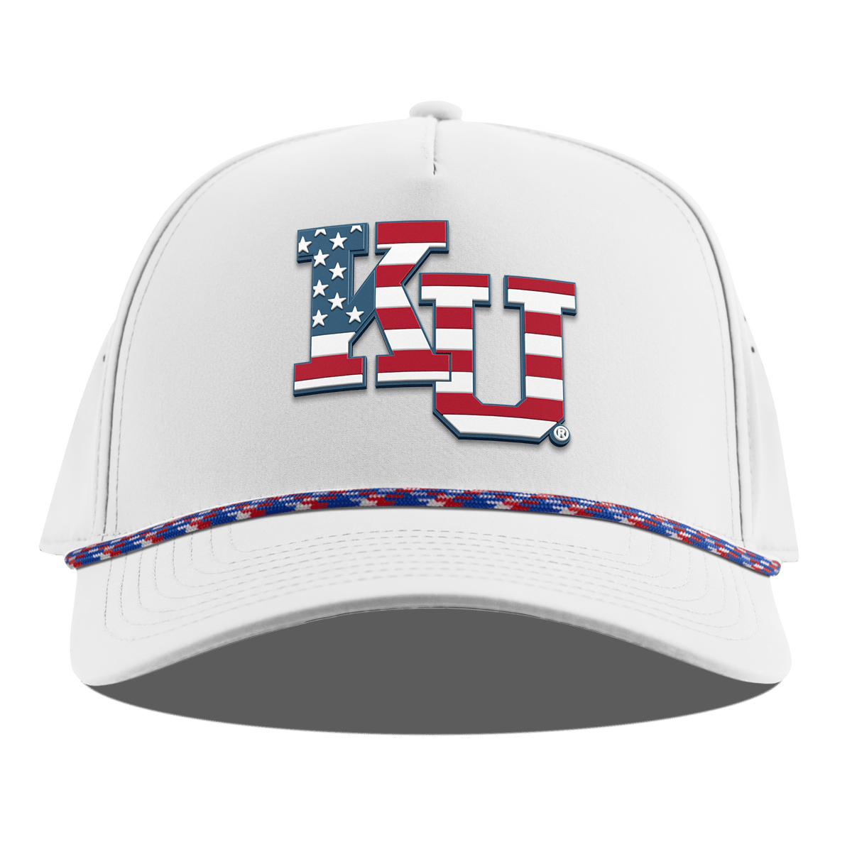 University of Kansas "Kansas Stars & Stripes" Curved 5 Panel Rope White RWB