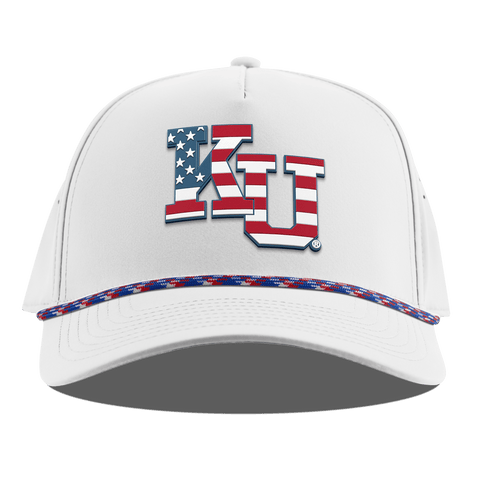 University of Kansas "Kansas Stars & Stripes" Curved 5 Panel Rope White RWB