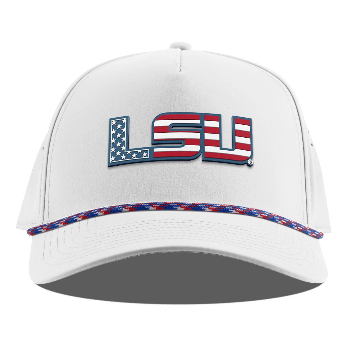 Louisiana State University "LSU Stars & Stripes" Curved 5 Panel Rope White RWB