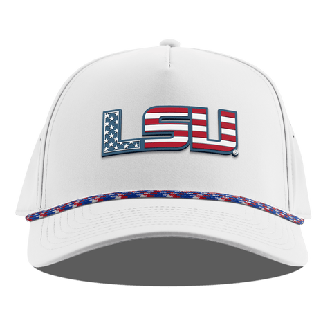 Louisiana State University "LSU Stars & Stripes" Curved 5 Panel Rope White RWB