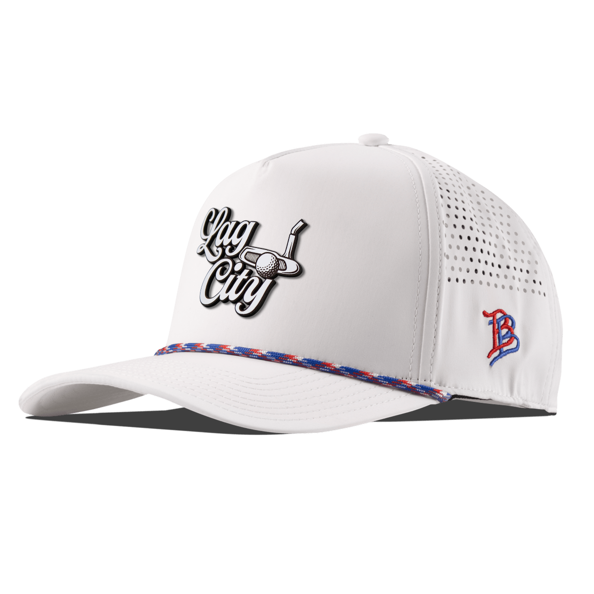 Lag City Script Curved 5 Panel Rope White RWB