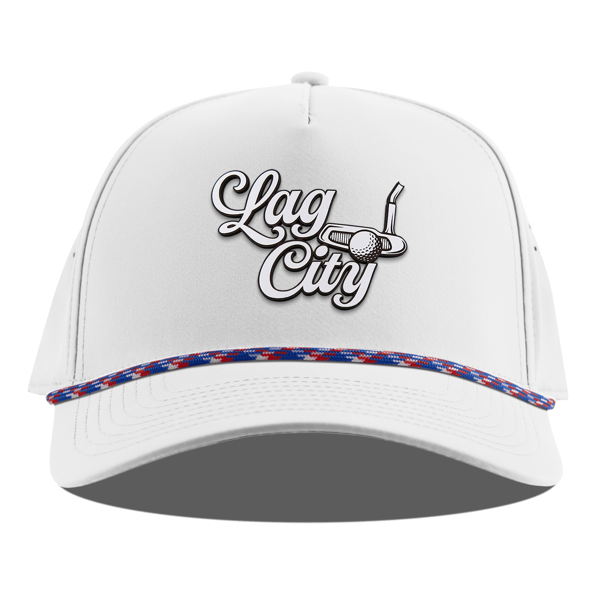 Lag City Script Curved 5 Panel Rope White RWB