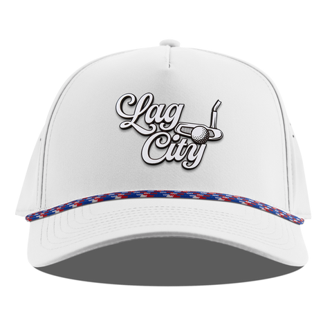 Lag City Script Curved 5 Panel Rope White RWB