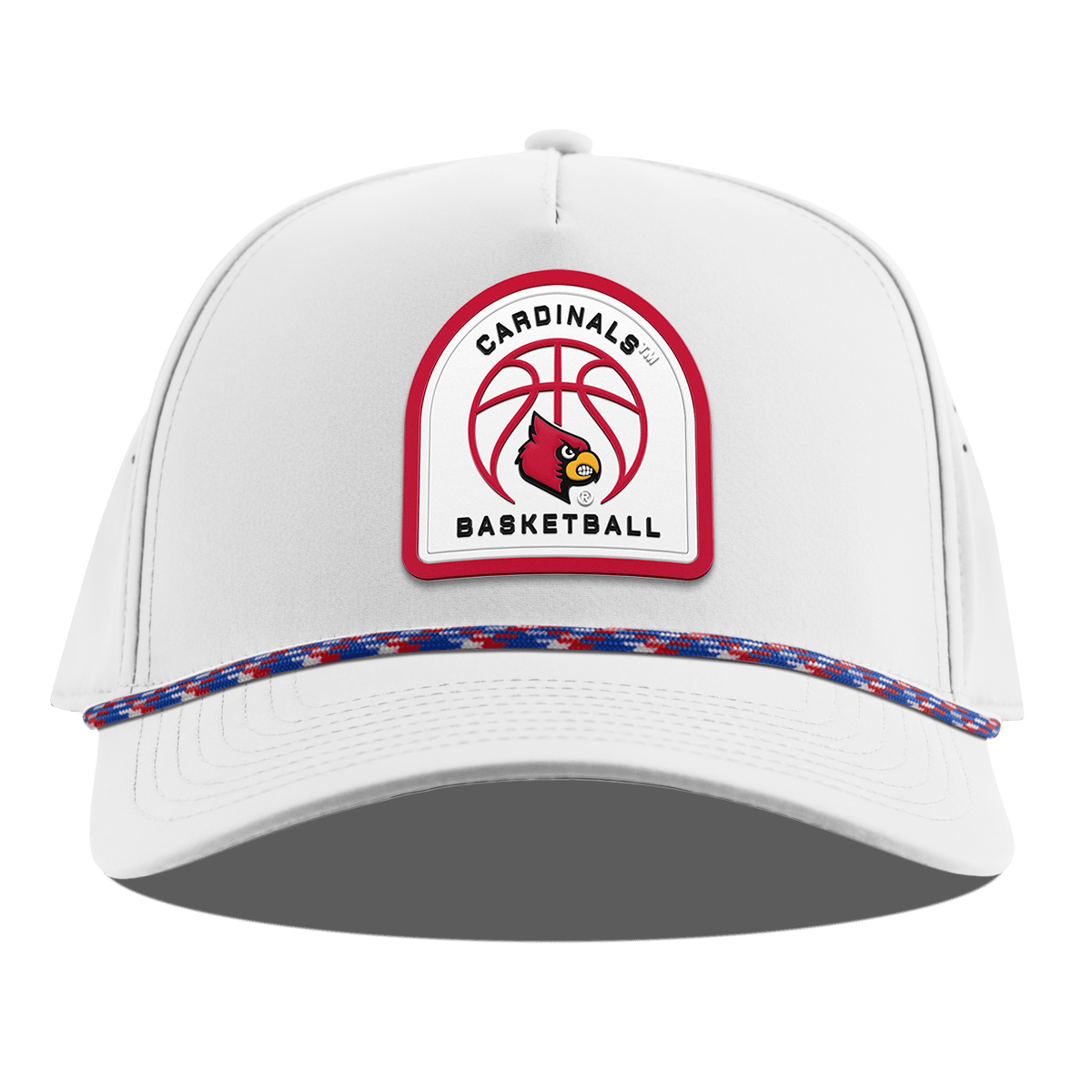 University of Louisville "Louisville Basketball" Curved 5 Panel Rope White RWB