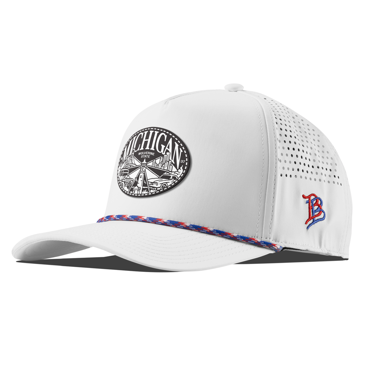 Michigan Traveler Curved 5 Panel Rope White RWB