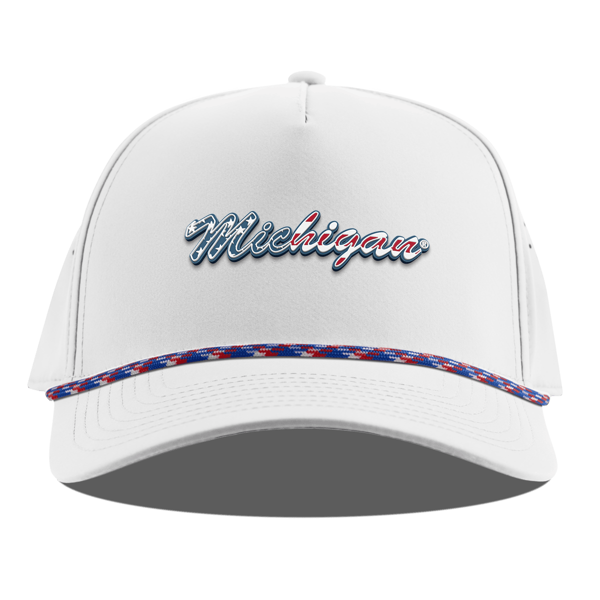 University of Michigan "Michigan Stars & Stripes" Curved 5 Panel Rope White RWB