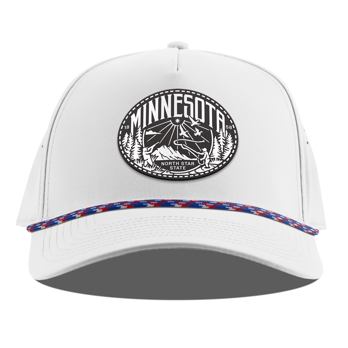 Minnesota Traveler Curved 5 Panel Rope White RWB