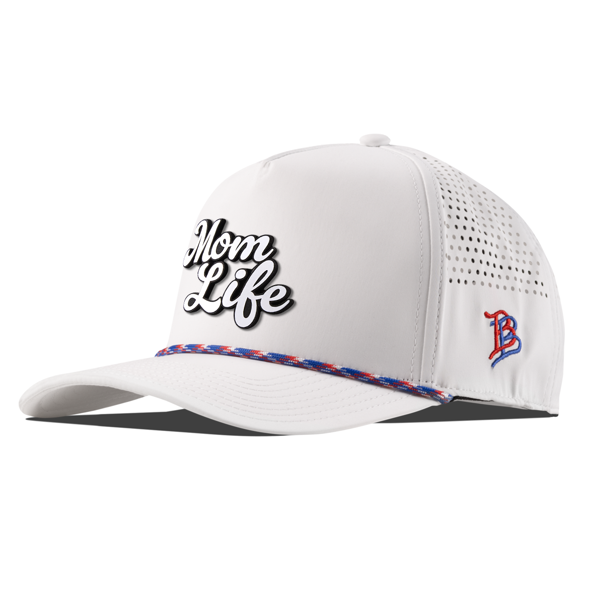 Mom Life Script Curved 5 Panel Rope White/RWB